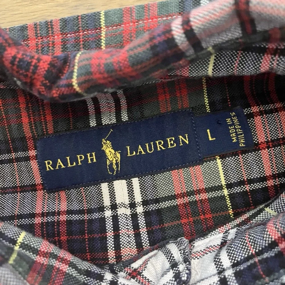 Polo by Ralph Lauren Oxford Men's Large Classic Fit Button Down Tartan Red Green